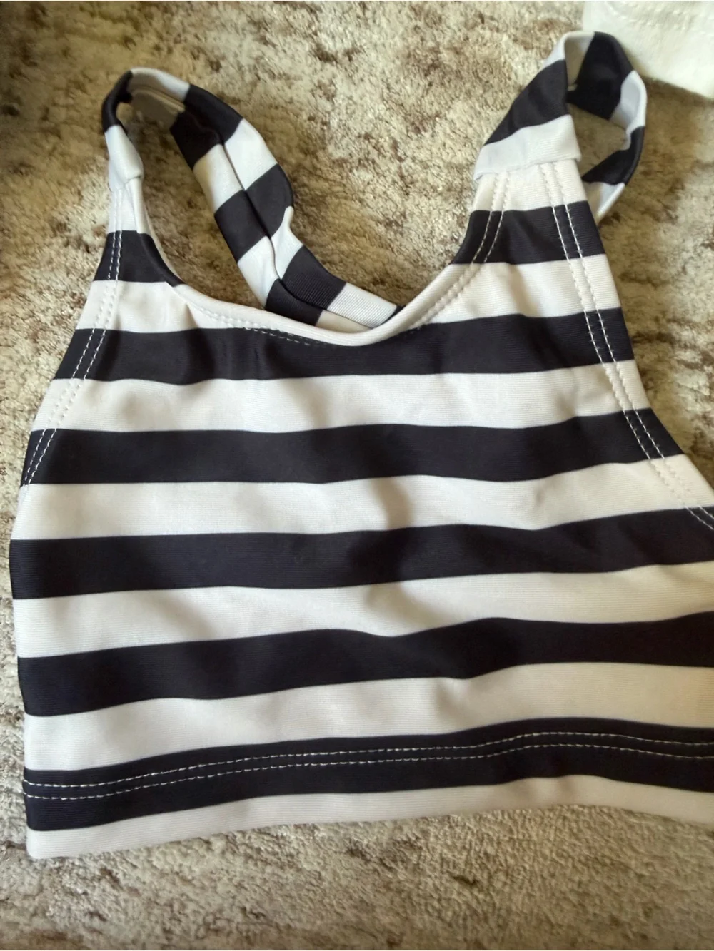 3T - Toddler Girls' Black and White Striped Swim Tankini Top - Kids Swim NWT